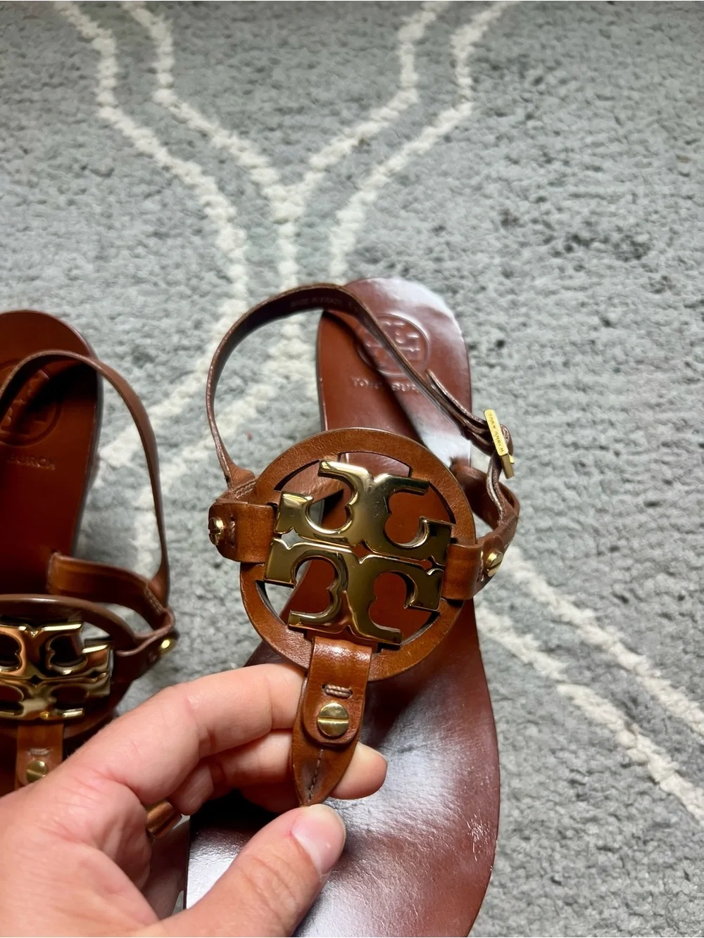 Tory Burch Leather Miller Kitten Heel Sandals, 8.5